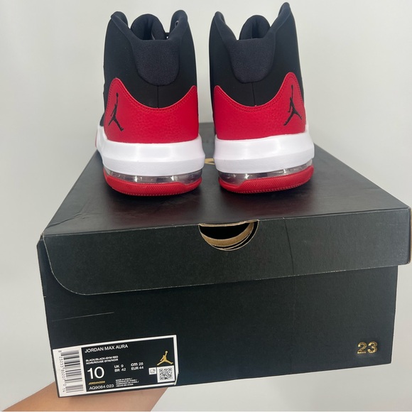 Jordan Max Aura Men Black Red Size 10 - Picture 4 of 4